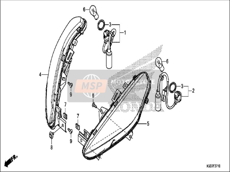 Honda SH300AS 2019 Indicatore anteriore per un 2019 Honda SH300AS